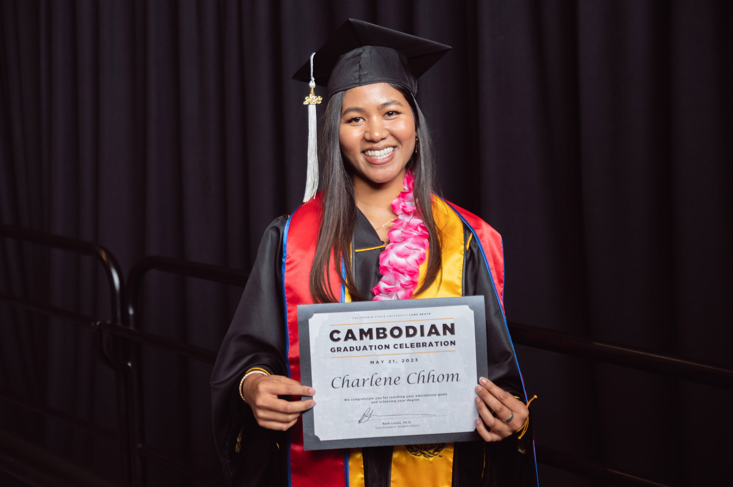 Cambodian student with certificate