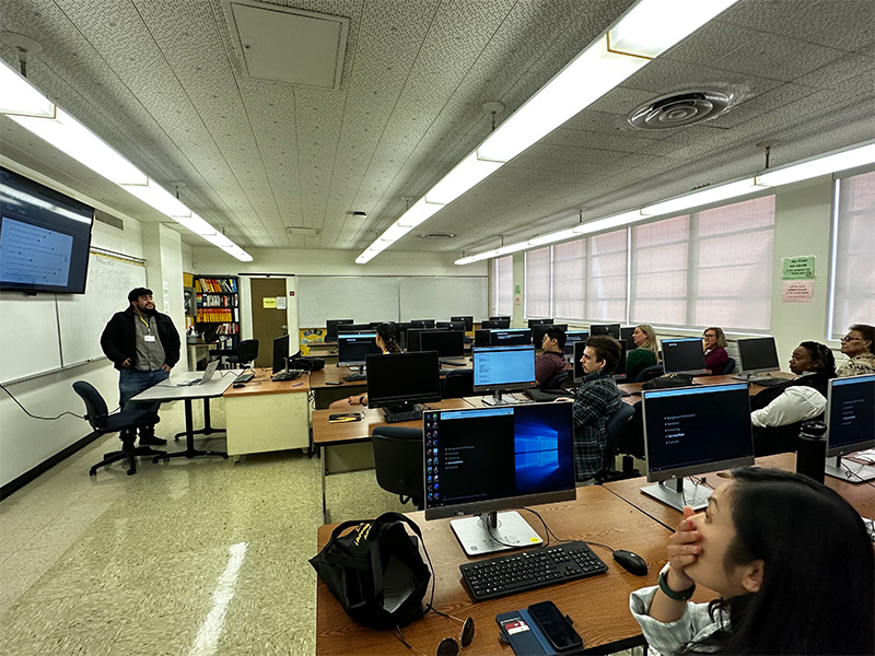 students in math computer lab