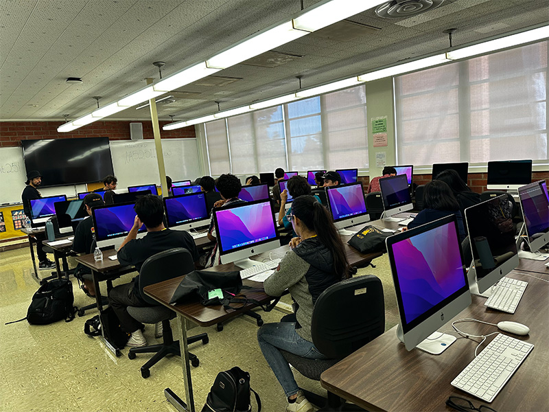 students in math computer lab