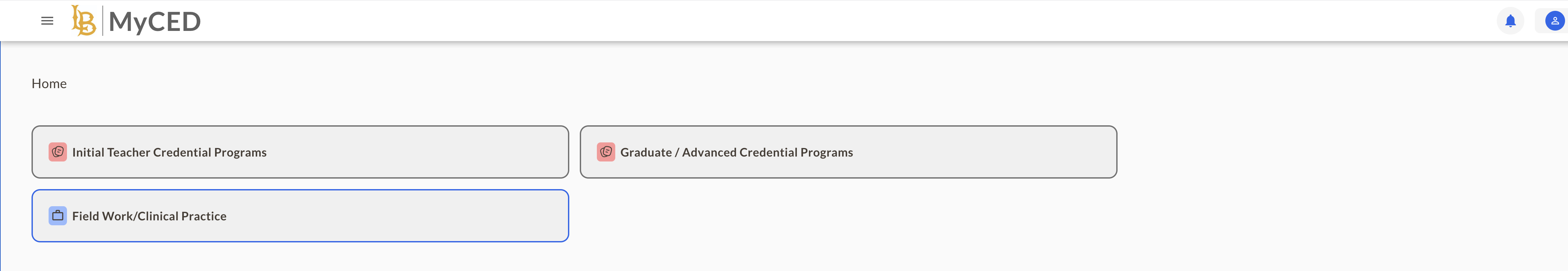 MyCED1 MyCED Field work practice tab screenshot