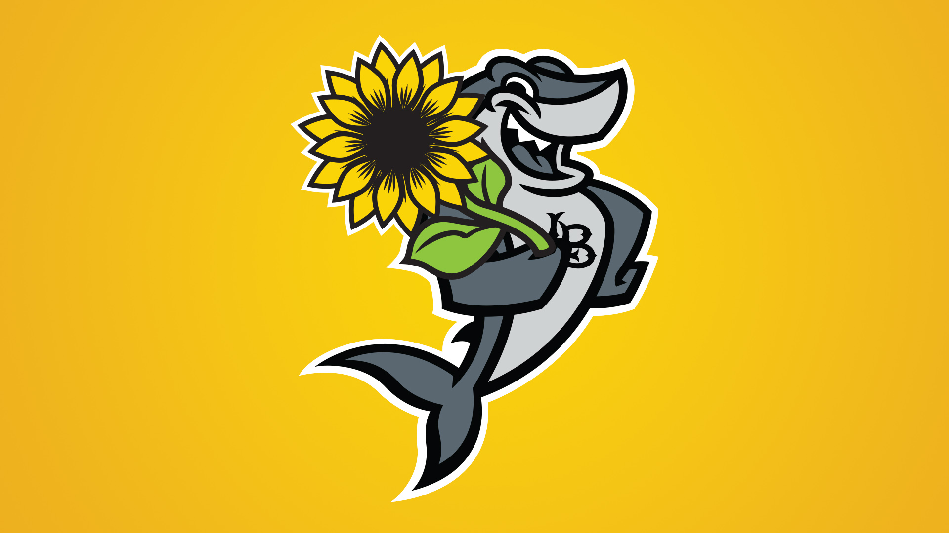 CSULB's mascot Elbee the Shark holds a sunflower. The sunflower symbol allows students, staff and faculty to identify an individual with a hidden disability who would benefit from understanding, inclusivity and support.