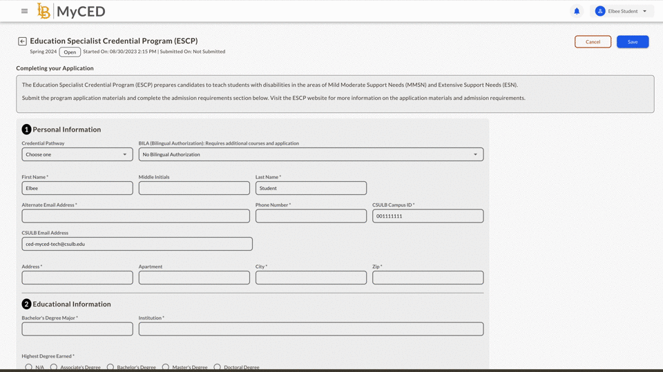 Application form