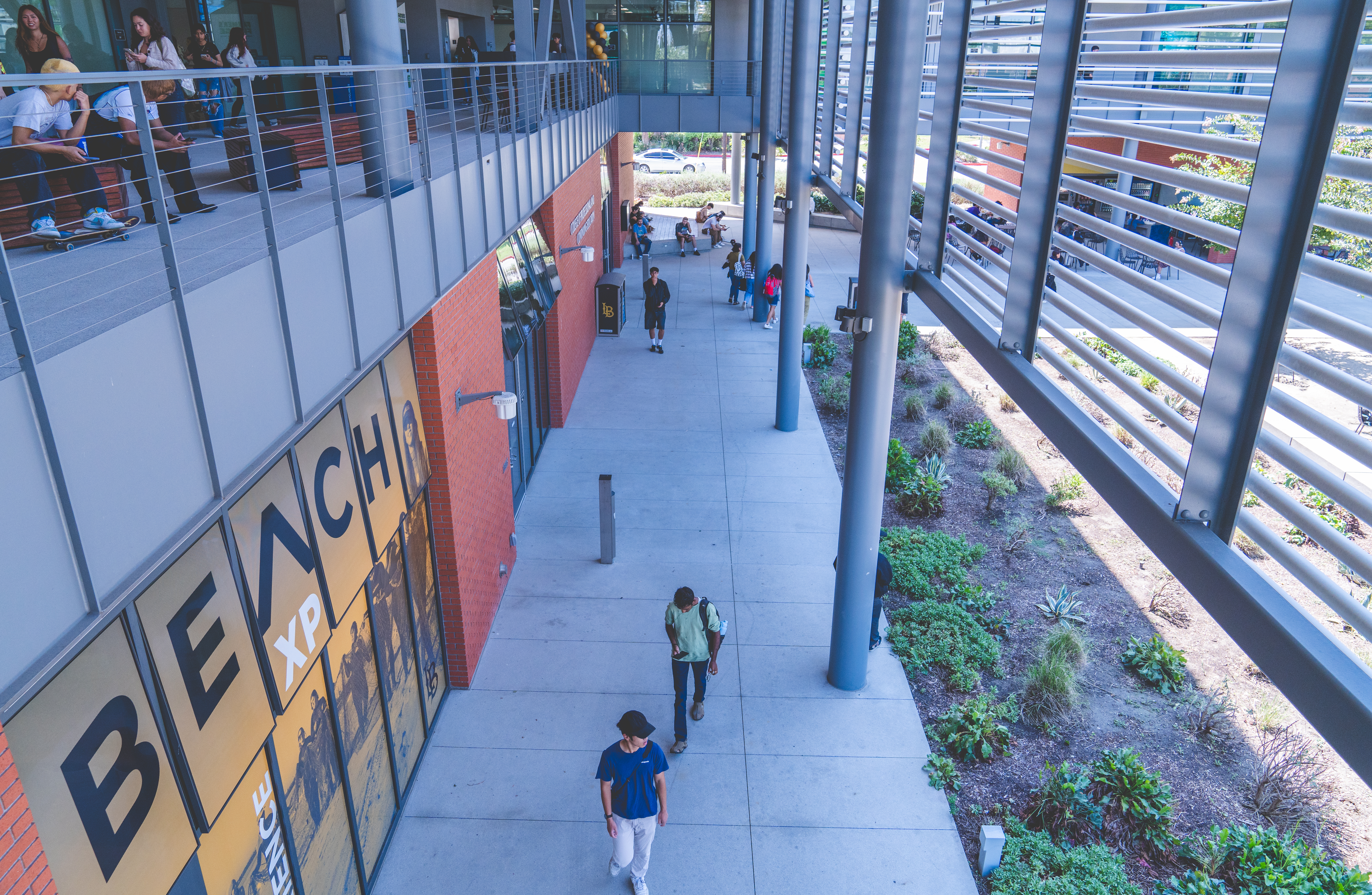 Students walk through the courtyard on the first day of school.