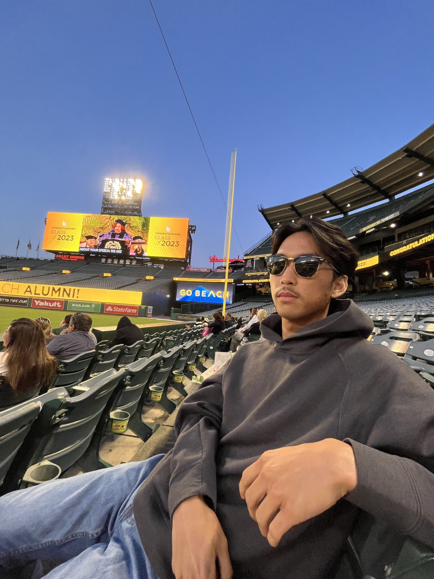 A photo taken of Matthew Herrera in a sports stadium.