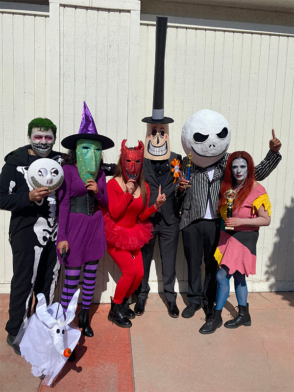 staff dressed as Nightmare Before Christmas characters