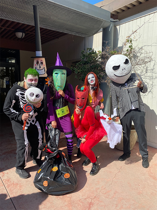 staff dressed as Nightmare Before Christmas characters