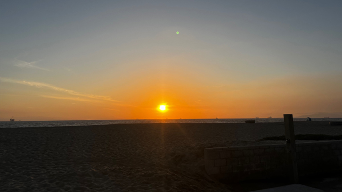 sunset over a beach