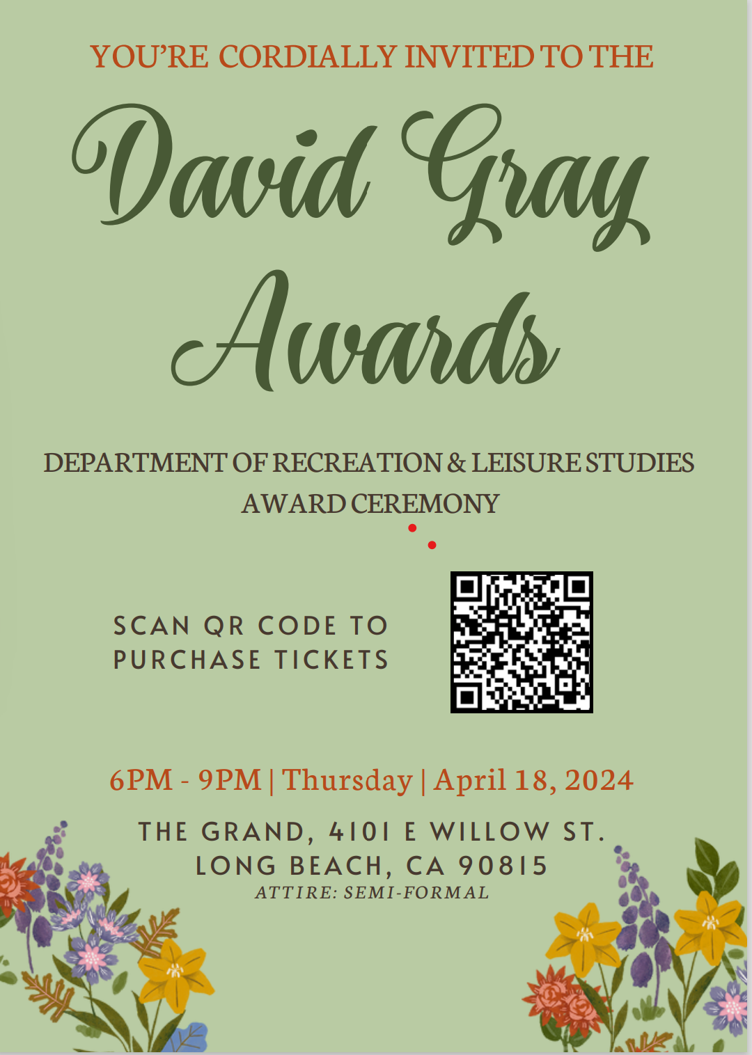 David Gray Awards flyer