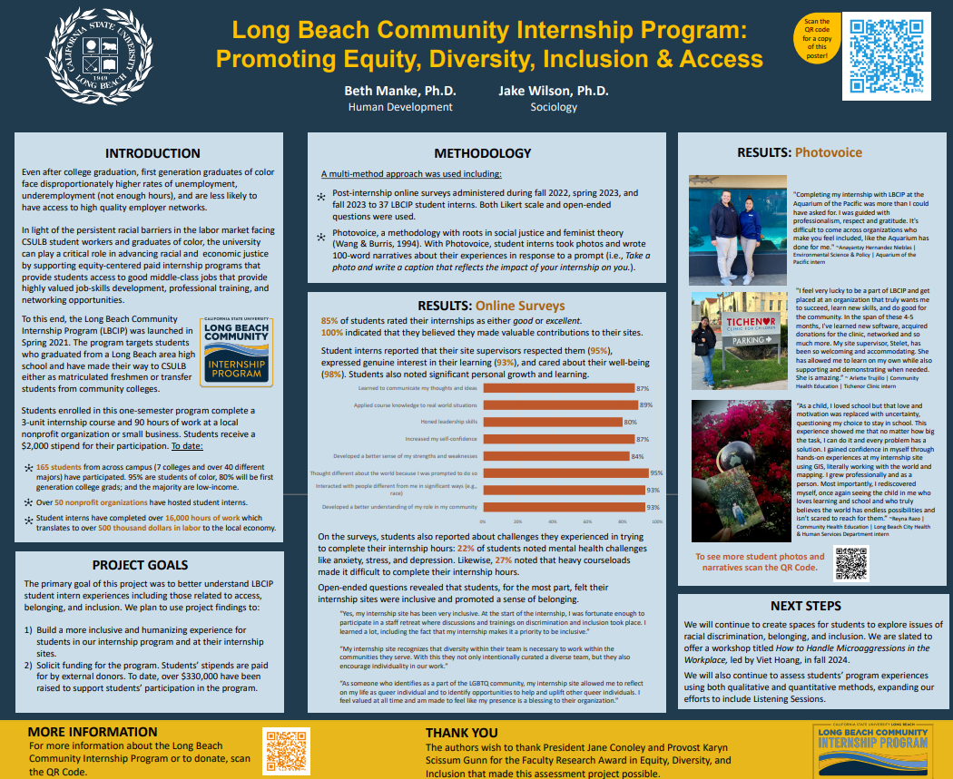 Presentation Poster of Long Beach Community Internship Program: Promoting Diversity, Equity, and Inclusion