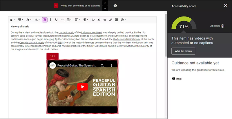 Captions check with Anthology Ally tool
