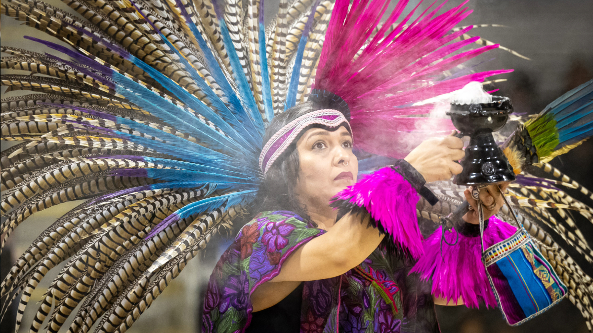 Woman performer during Chicano/Latino celebration Woman performer during Chicano/Latino celebration