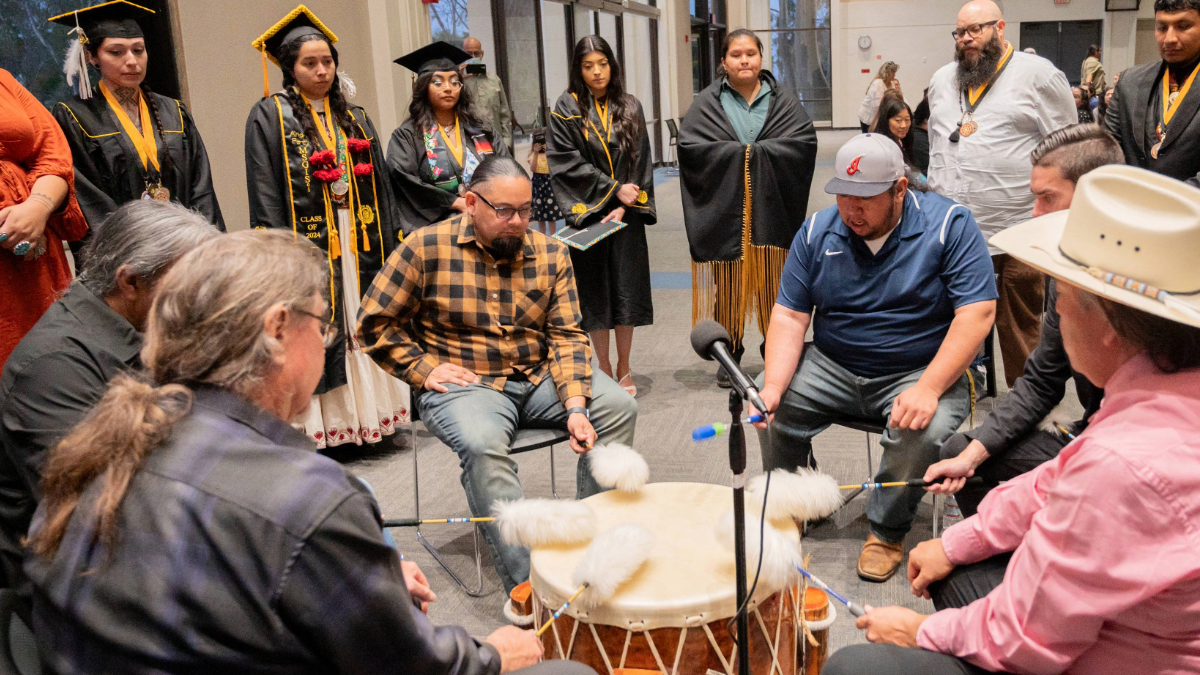 American Indian drum playing at Commencement American Indian drum playing at Commencement