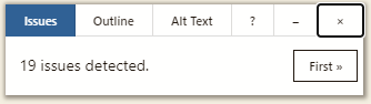 Editoria11y interface including buttons for Issues, Outline and Alt Text