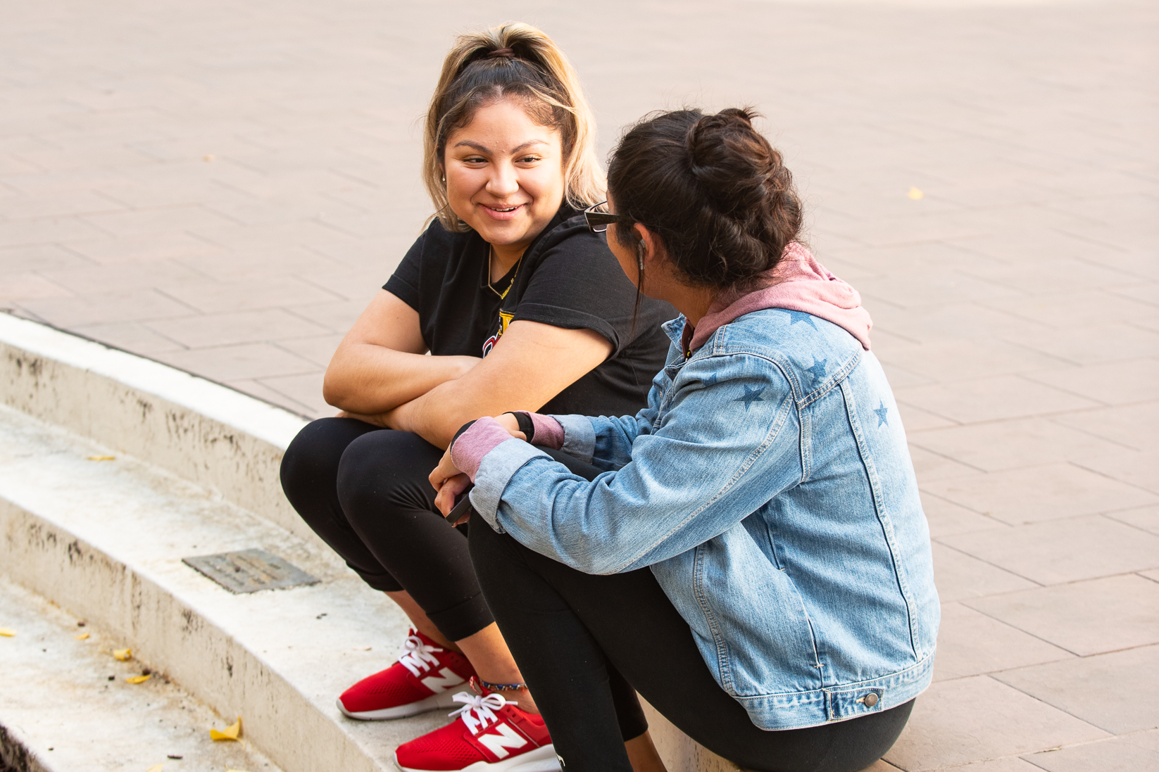 two students talking