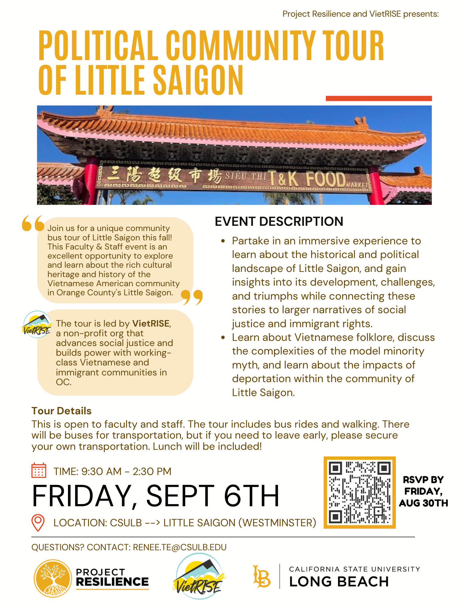 PR Fall'24 F/S Event Faculty and Staff Political Community tour of orange county's little saigon