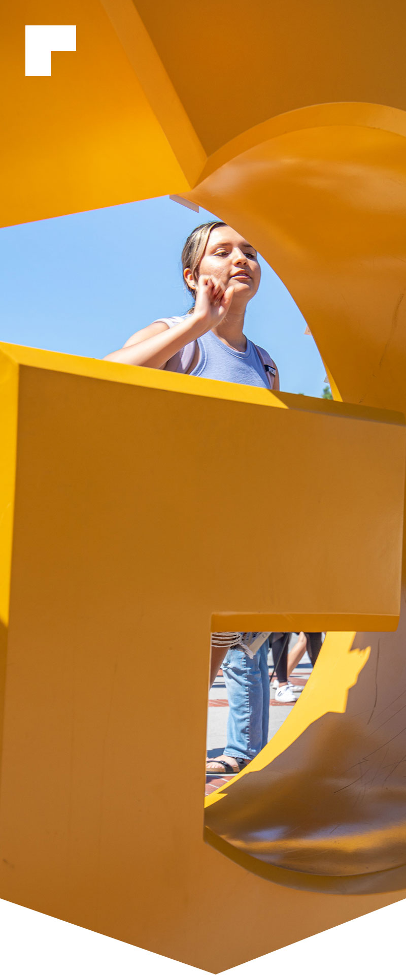 Student looking through the go beach letters