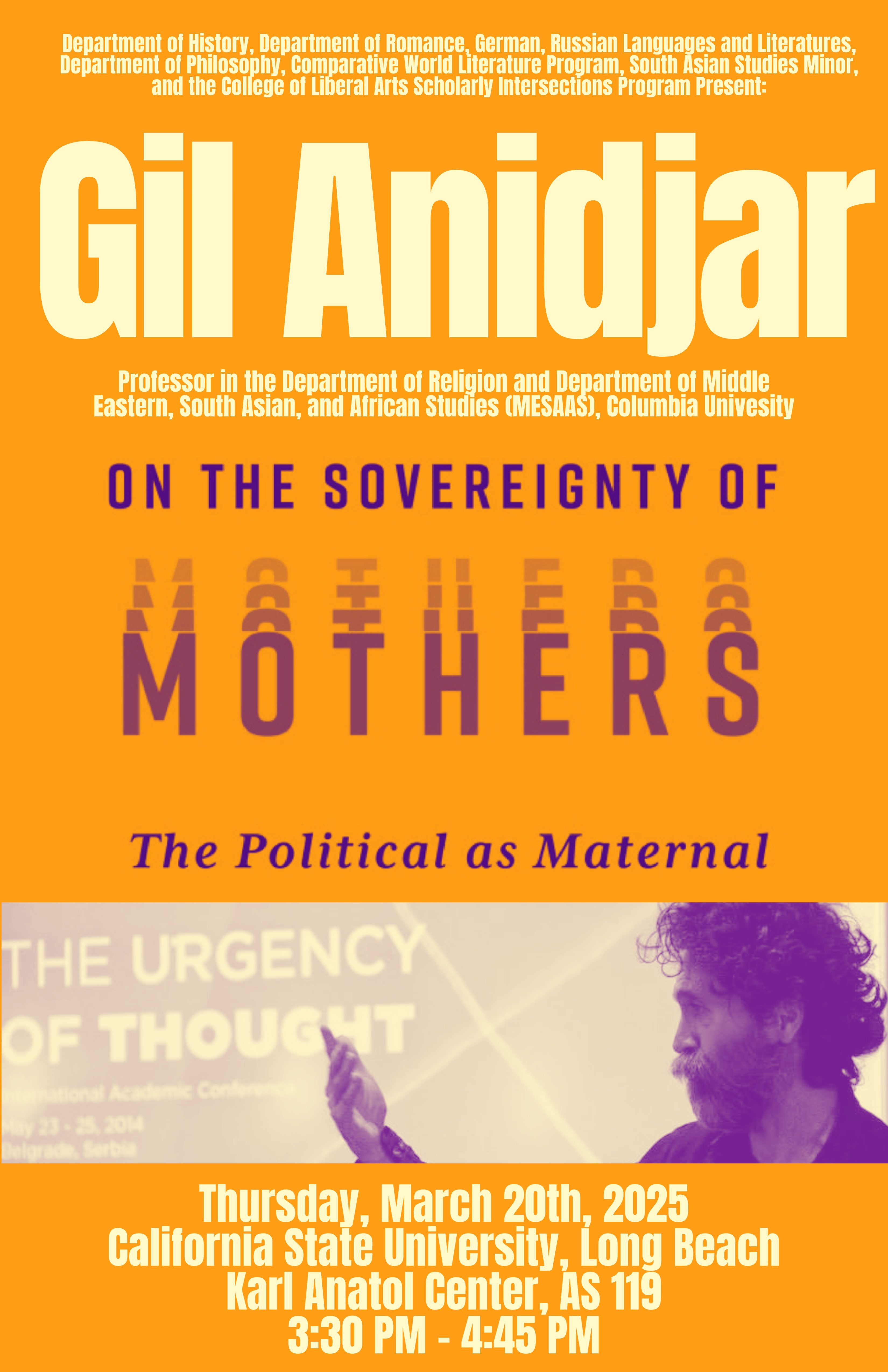 Flyer for Gil Anidjar Talk Flyer for Gil Anidjar Talk