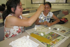 interns doing activity with marshmallows