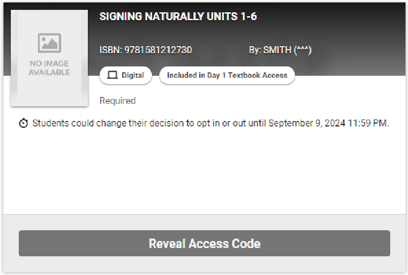 Example of a sign language digital textbook in Canvas available for students opted into D1TA. 