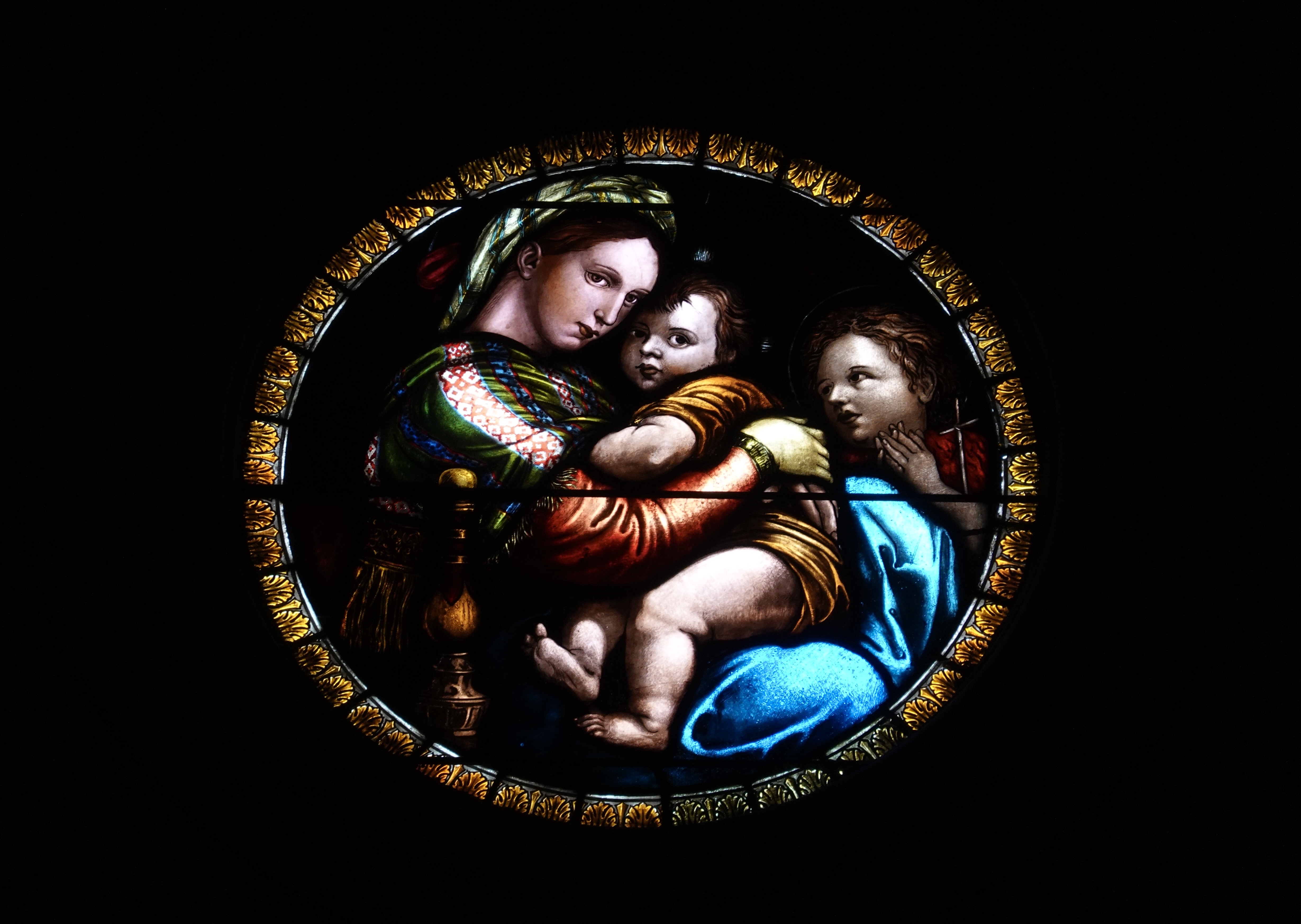 Raphael stained glass window