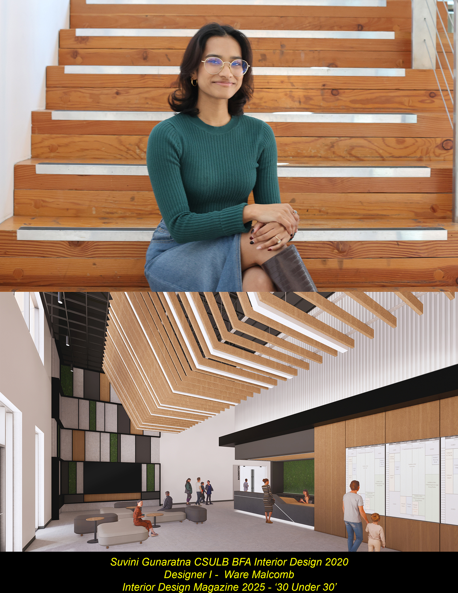 Picture of Suvini Gunaratna with a sample from her portfolio beneath her image
