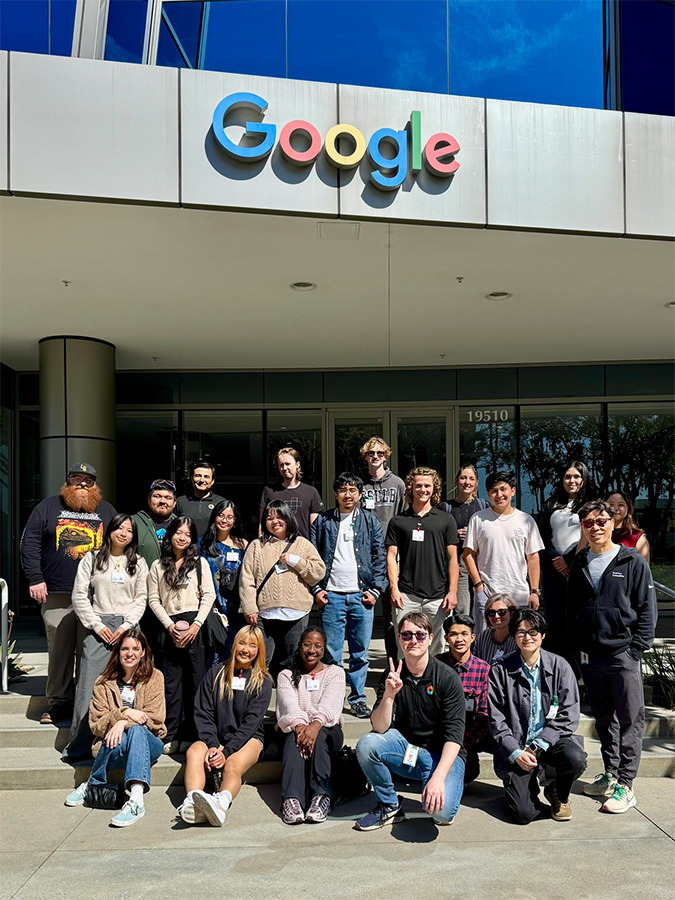 tour participants outside Google building