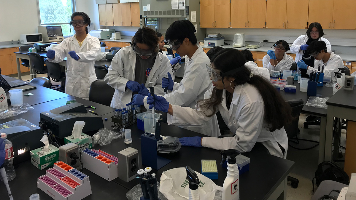 students in a science lab