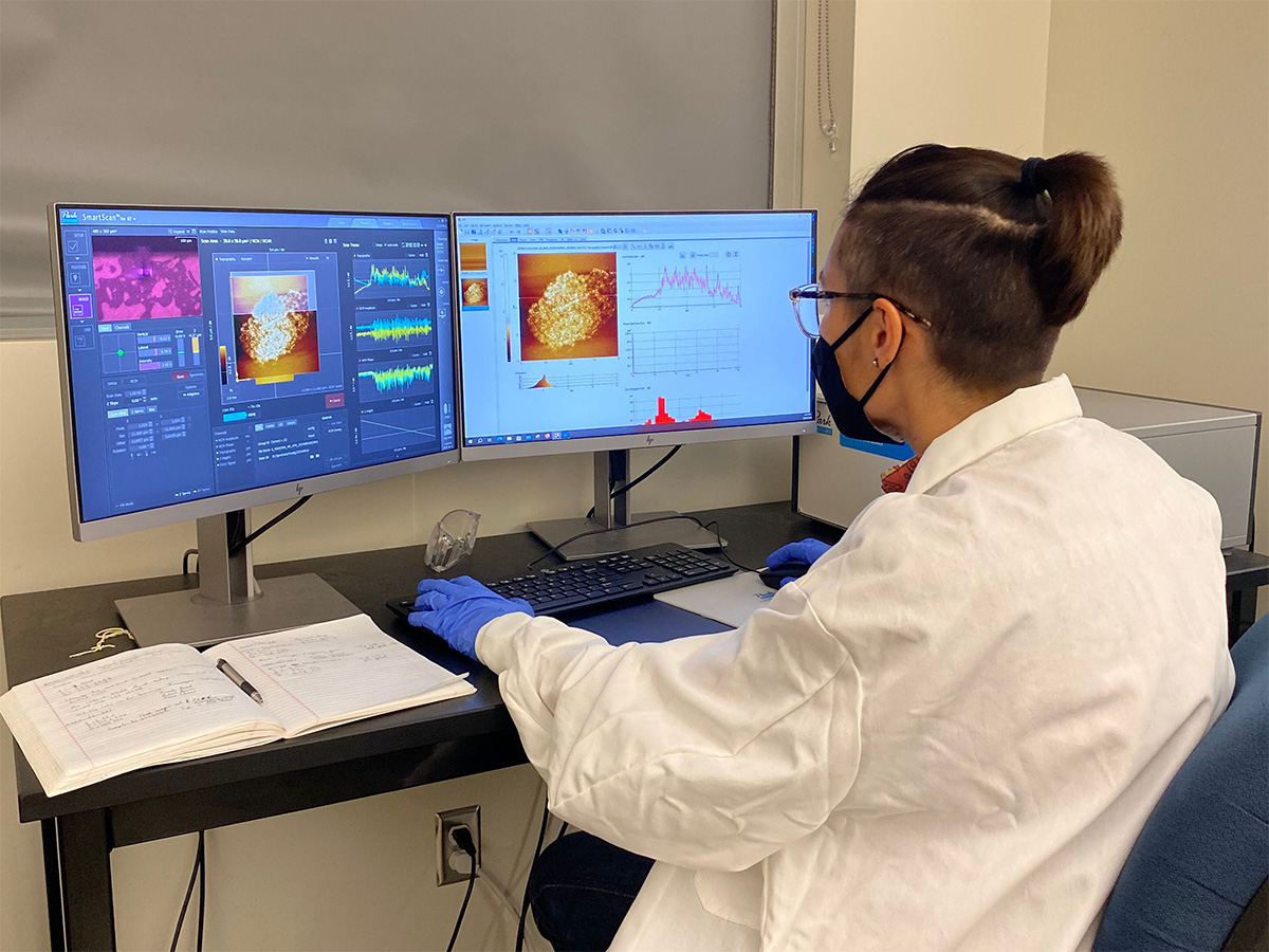 Holland Karaghiaulleian in the lab