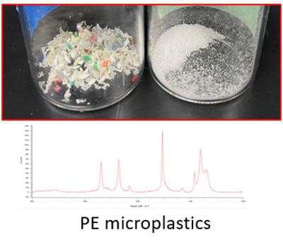 macroplastic particles before and after being solubilized in water