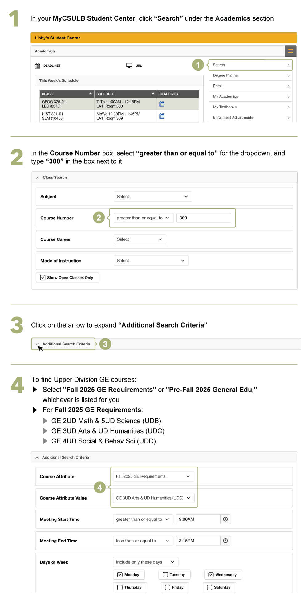 Search for Upper Division GE Courses