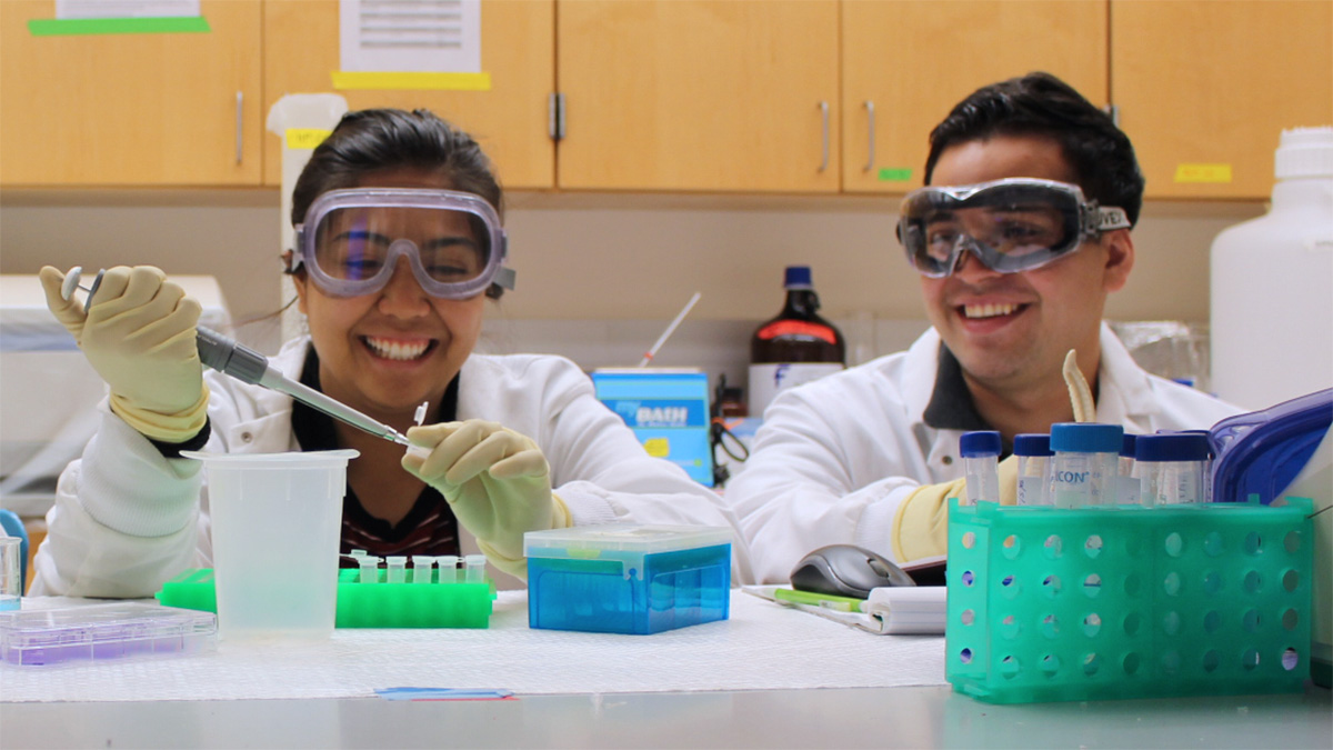 students in a research lab