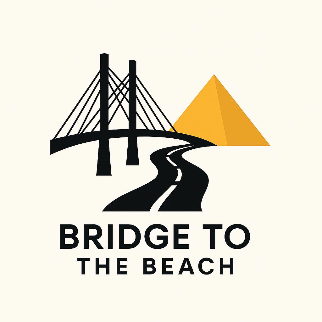 Bridge and road leading to the CSULB Pyramid