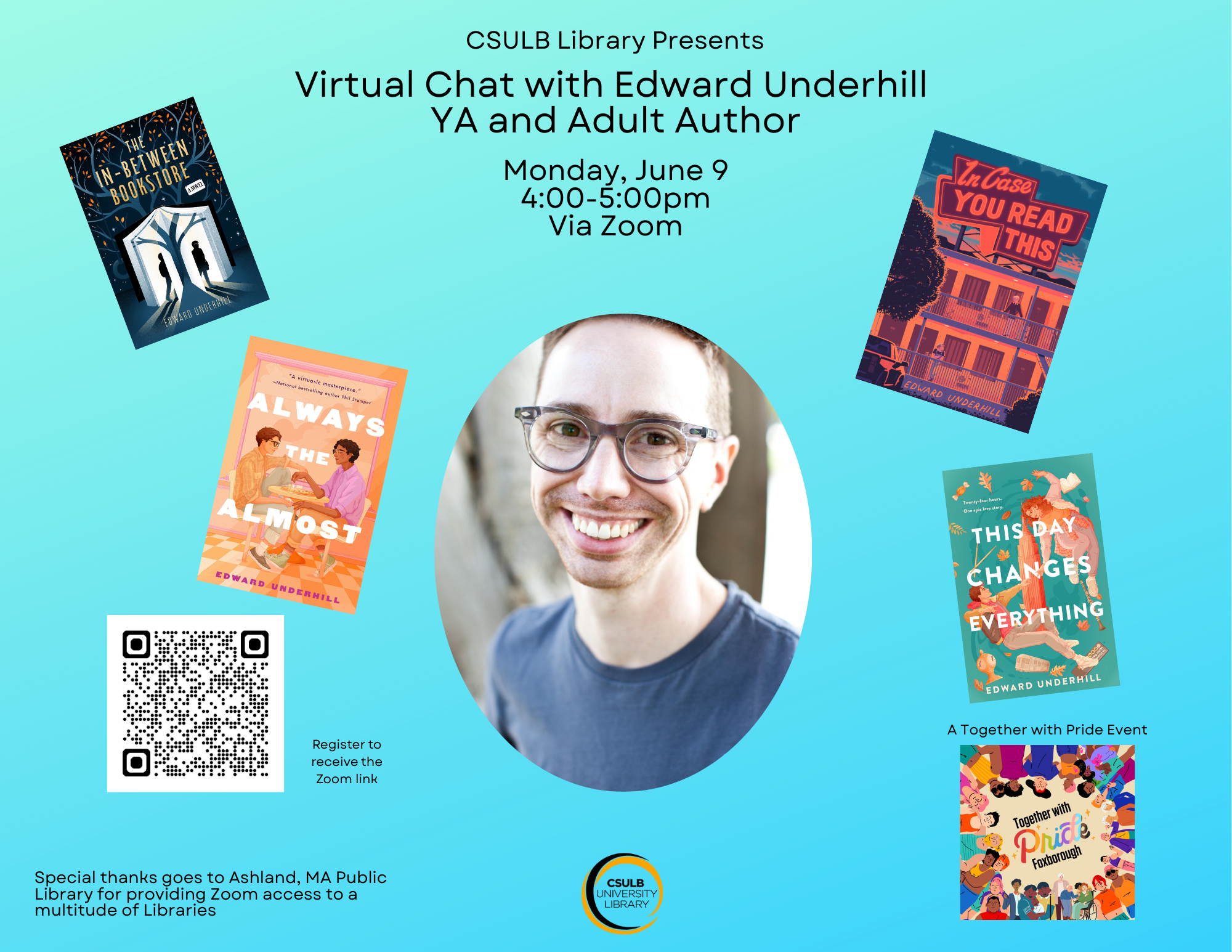 Edward Underhill at CSULB Library virtual chat with Edward Underhill advertisement flyer