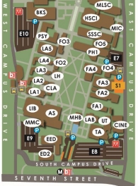 Campus map showing Clinic location at ED2 and Clinic Parking