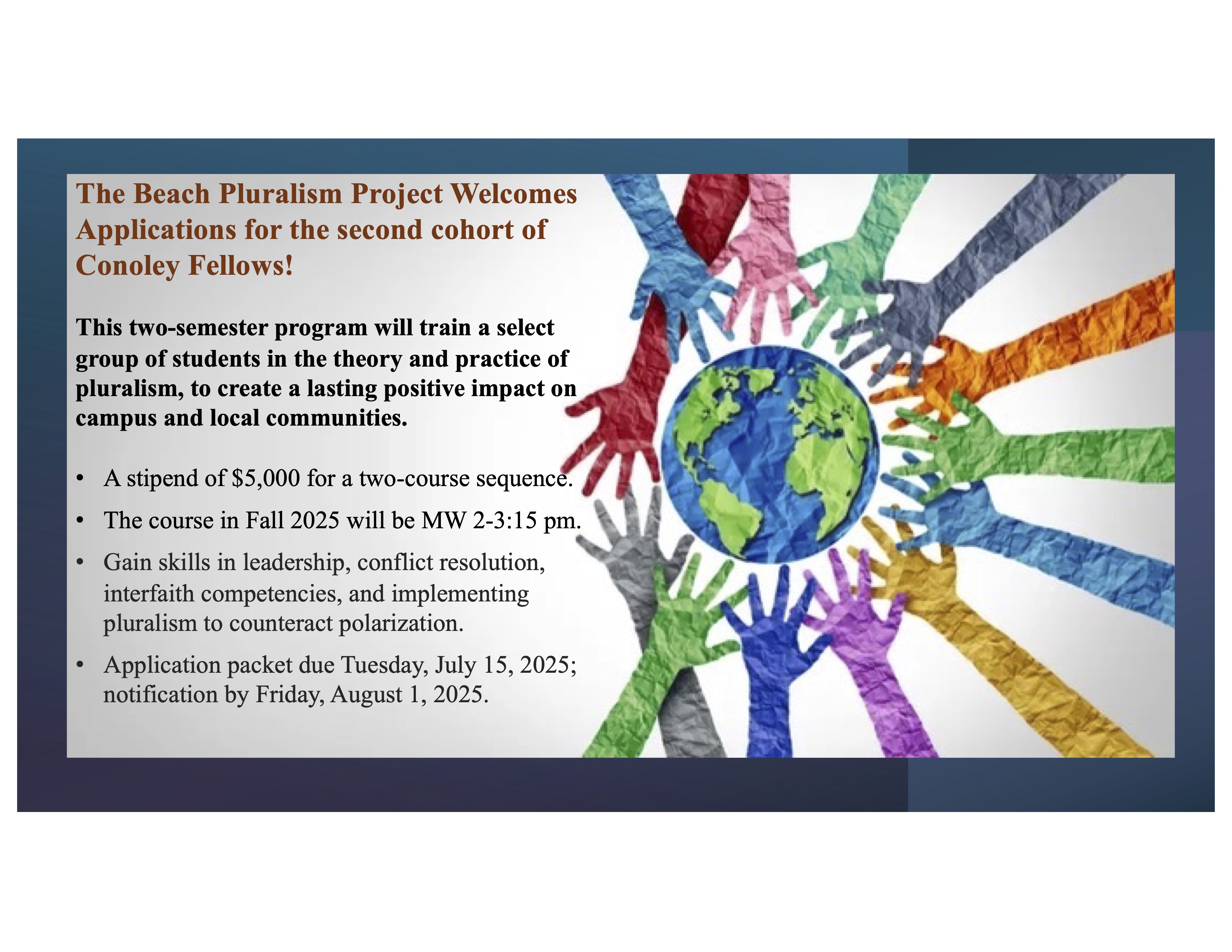 program info with graphic of multicolored hands