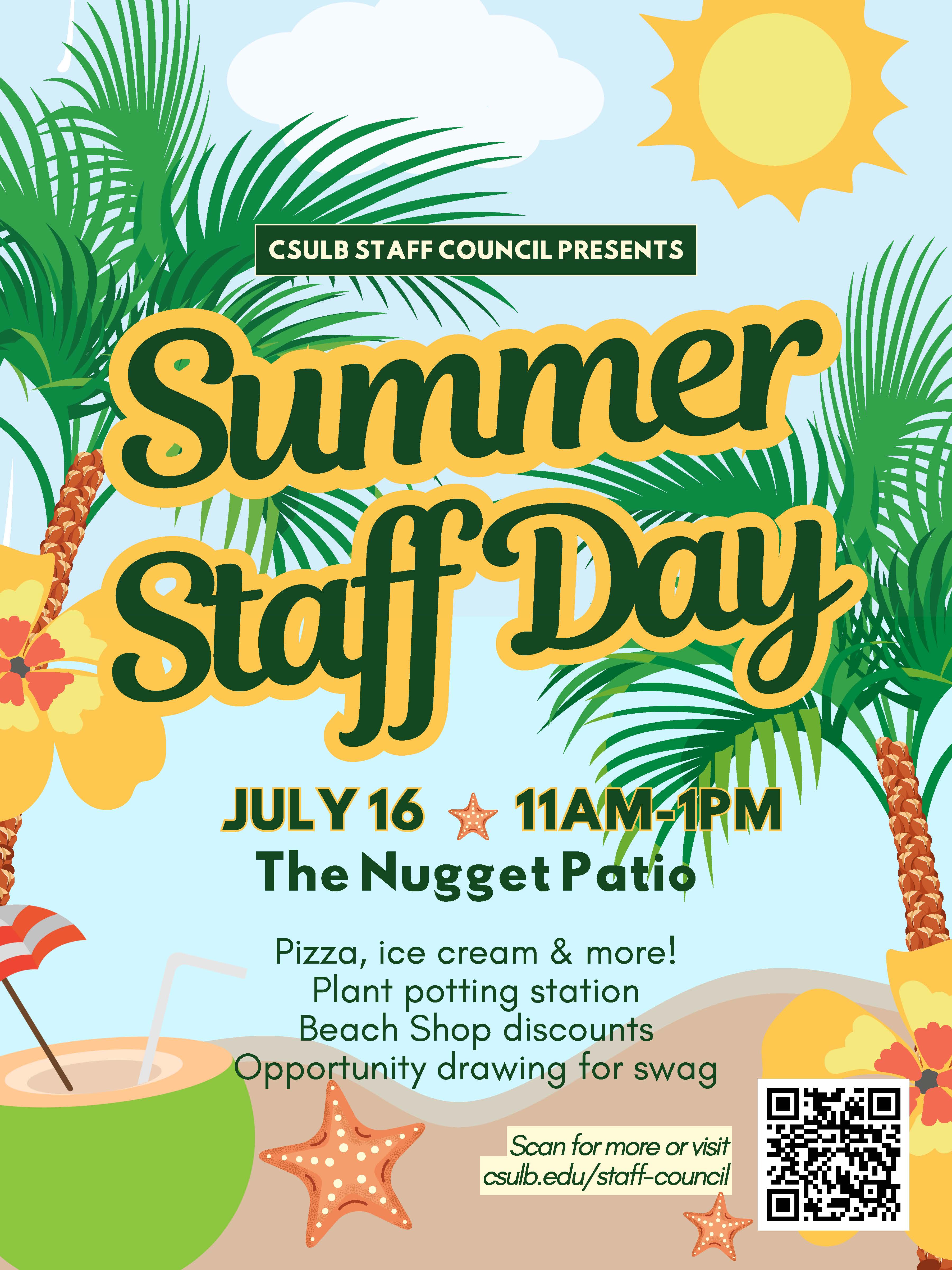 summer staff day flyer july 16, 11am to 1pm at the Nugget