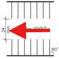 Graphic of perpendicular 90 degree parking spaces