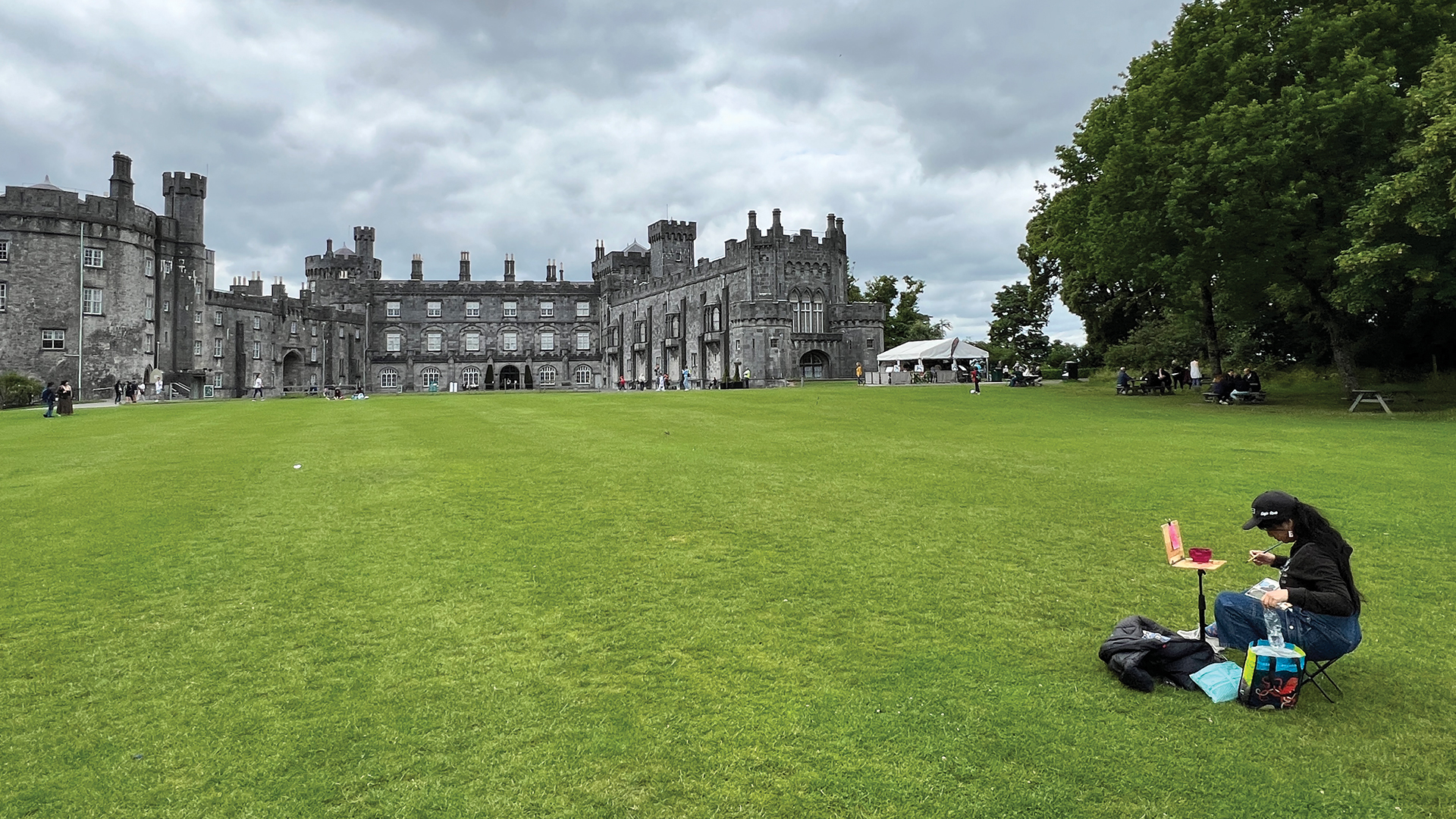 An art student painting in Ireland