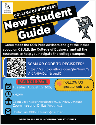 CSULB COB CSS Information session for new students see information on webpage