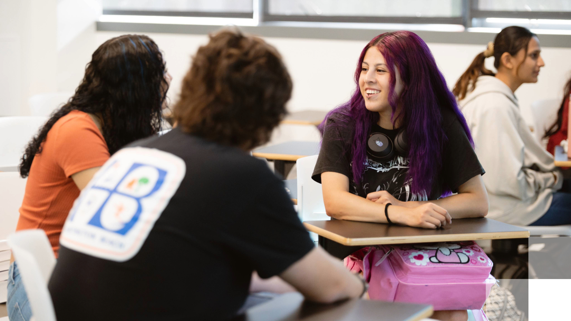 Future-Ready Workshops Students talking in a classroom