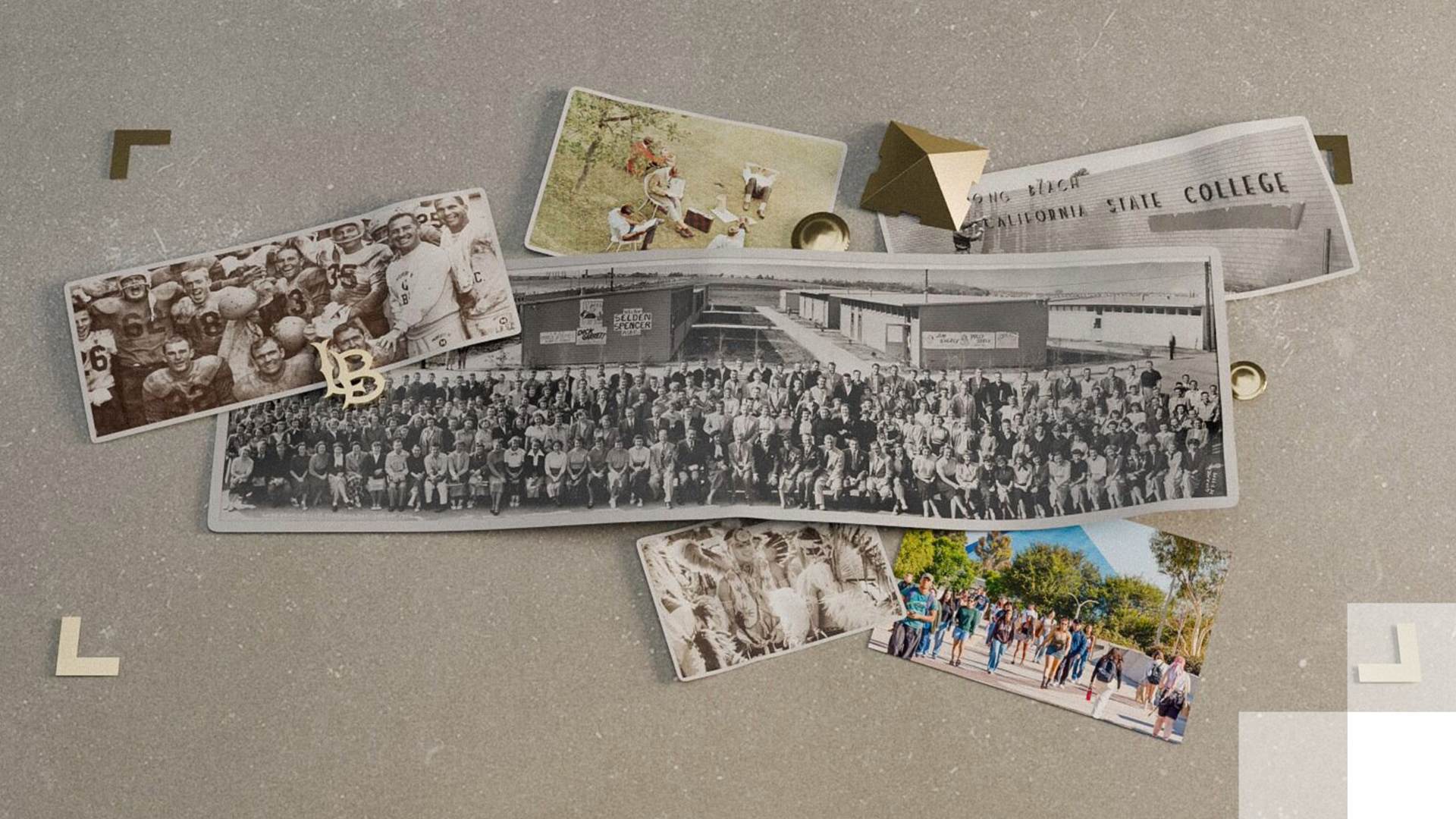 75th Anniversary Collage of historical and modern photos from a college campus