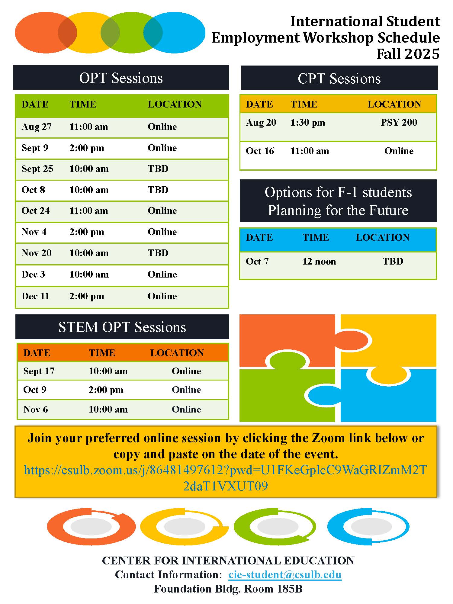 Fall 2025 Employment Info Sessions