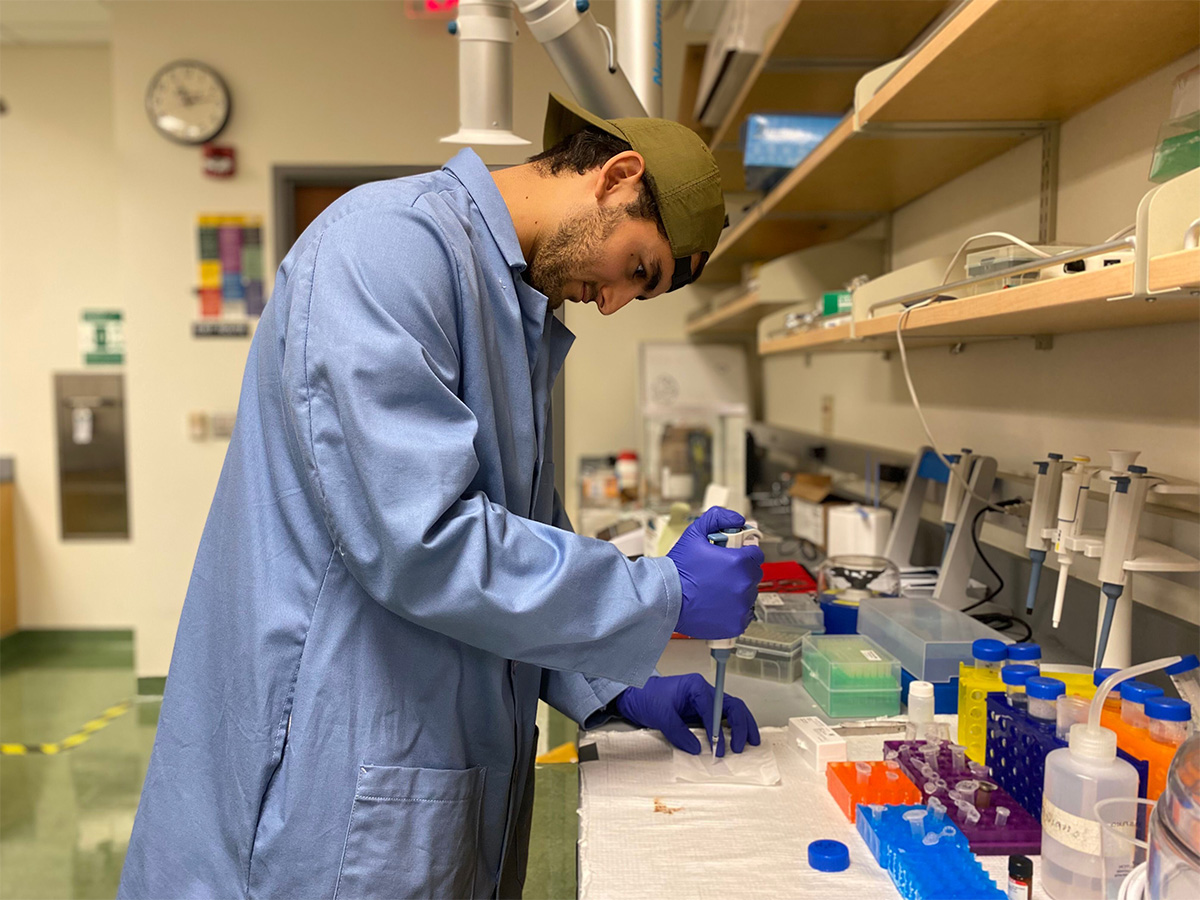 Andrew in the lab