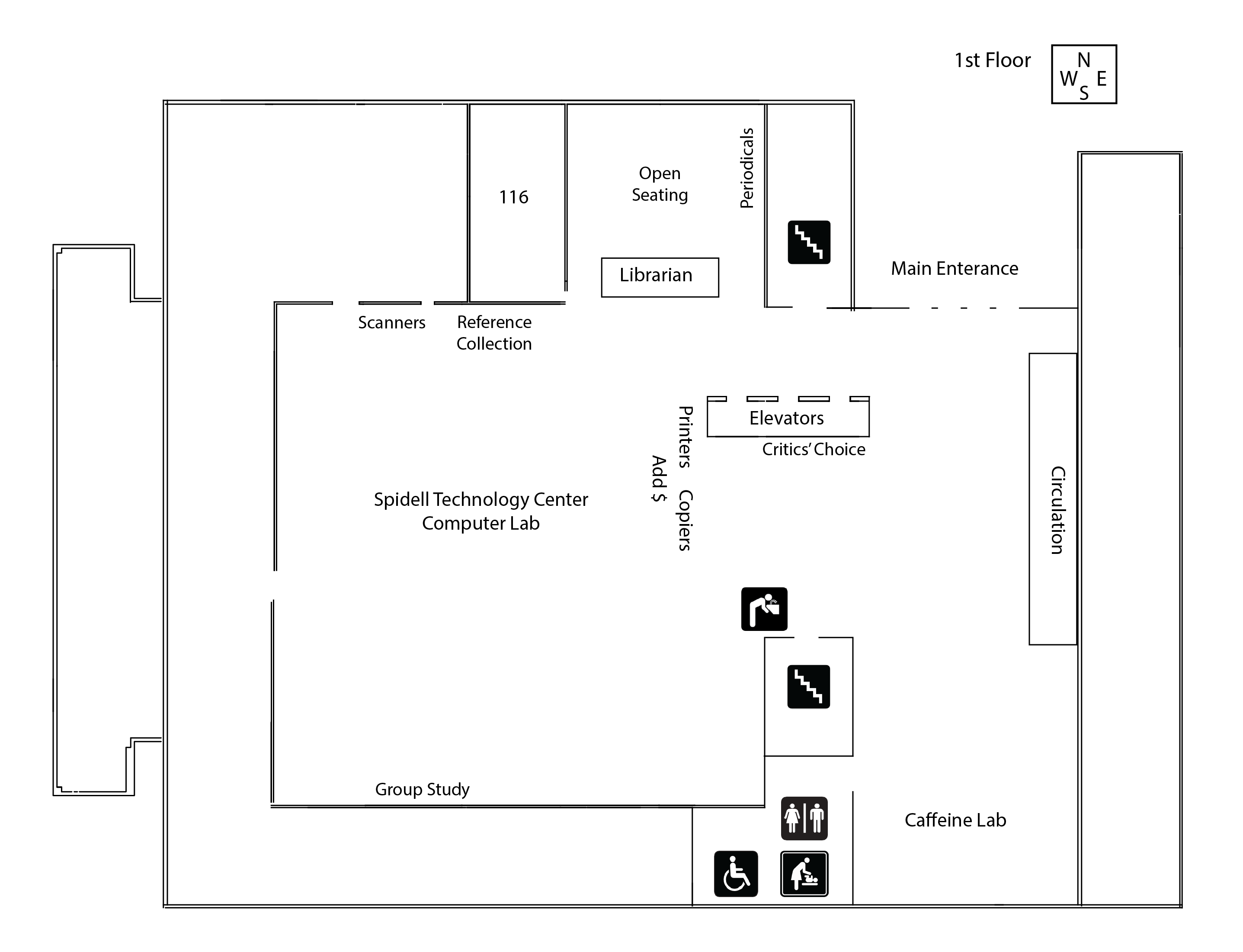 Library 1st Floor map of 1st floor