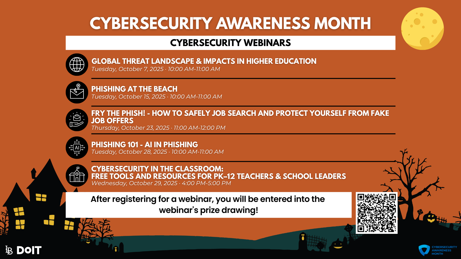 Cybersecurity Awareness Month Schedule - See detailed table below on webpage for more information