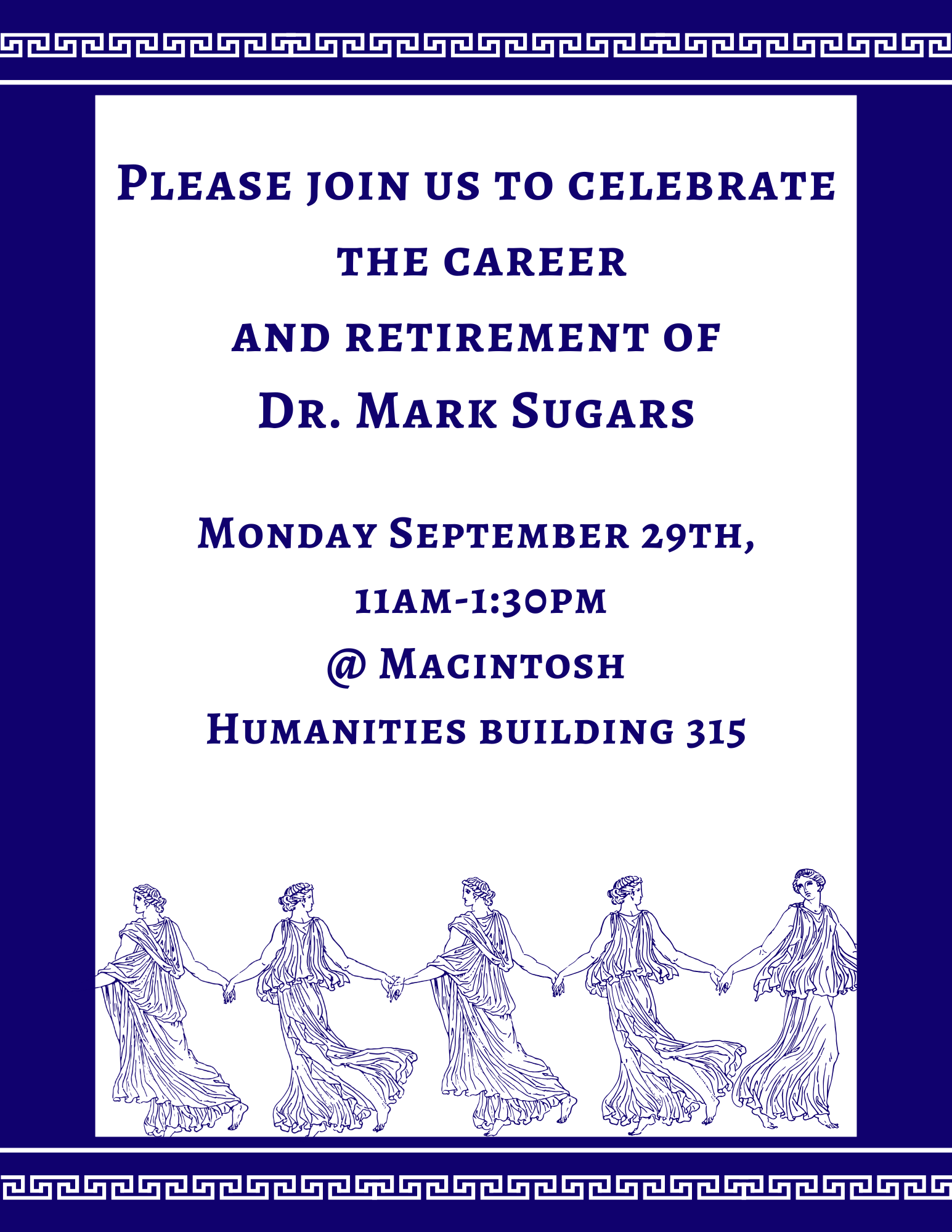 flyer with ancient designs and dancing women