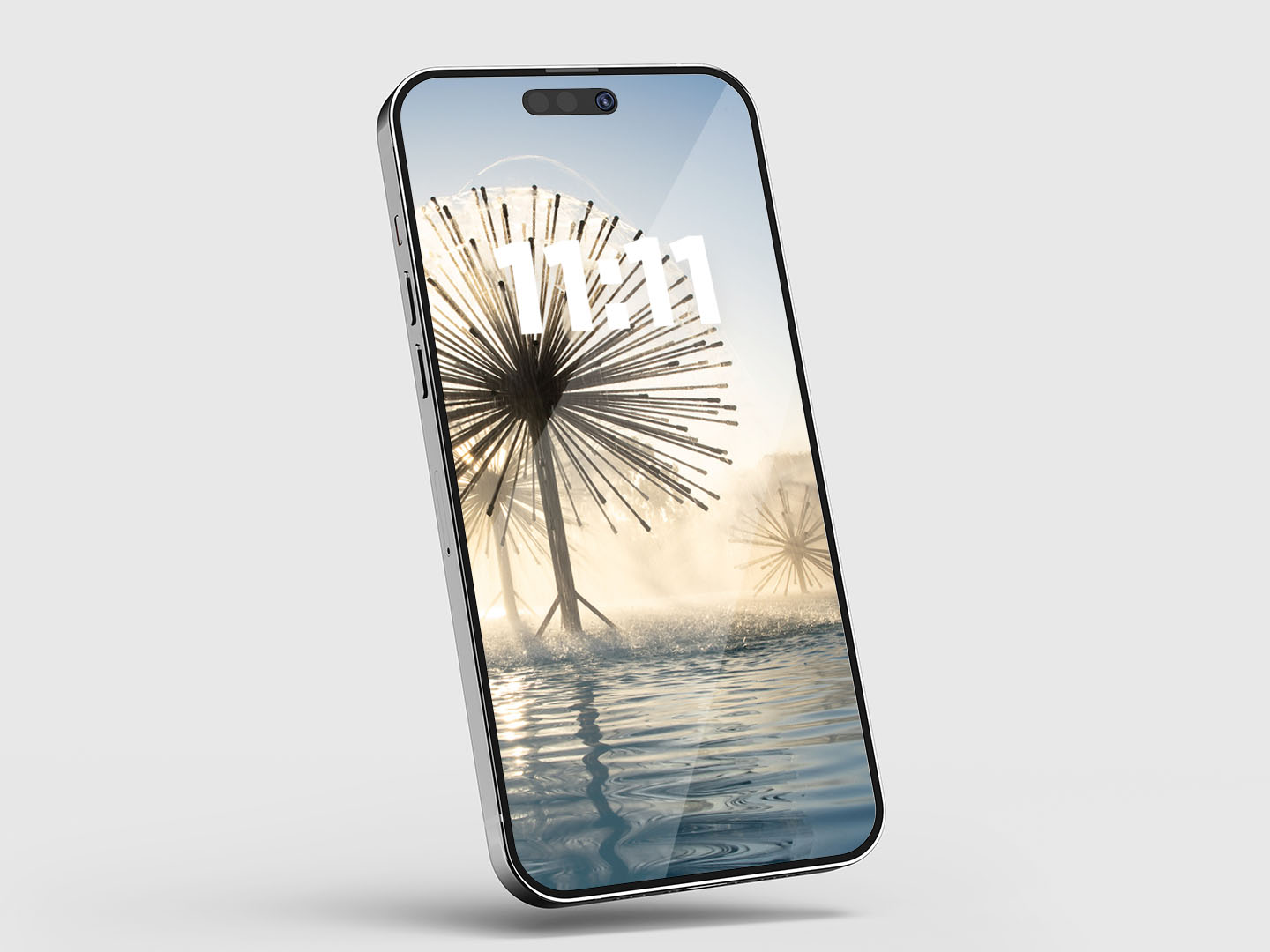 cellphone with a mobile background of the CSULB fountain