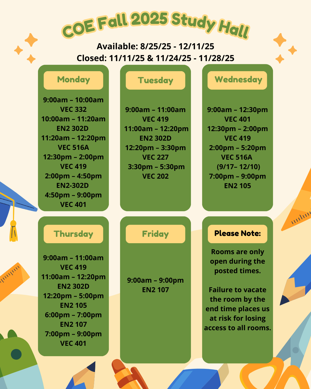 Fall 2025 Study Hall Flyer Updated