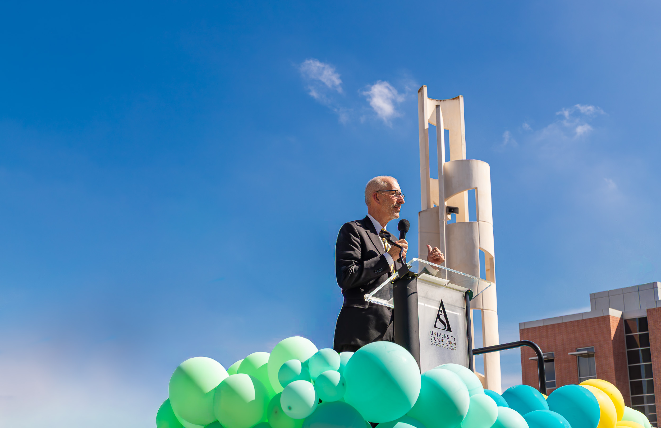 CSULB President Andrew Jones at podium