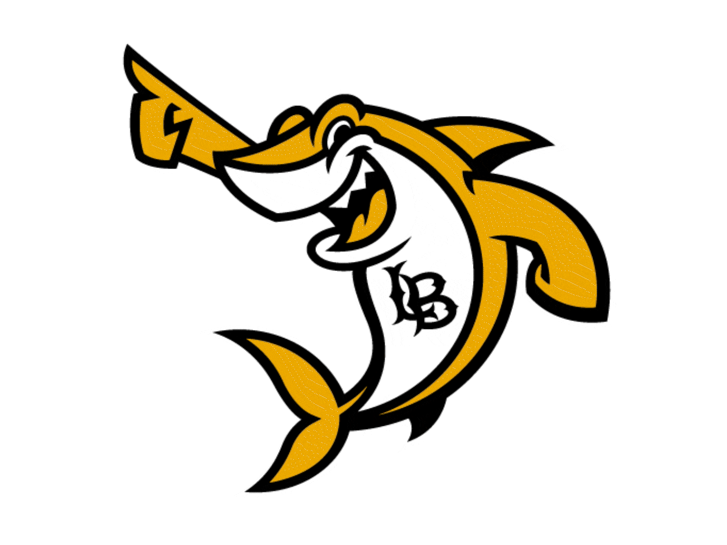 Gold Elbee waving their pointer finger